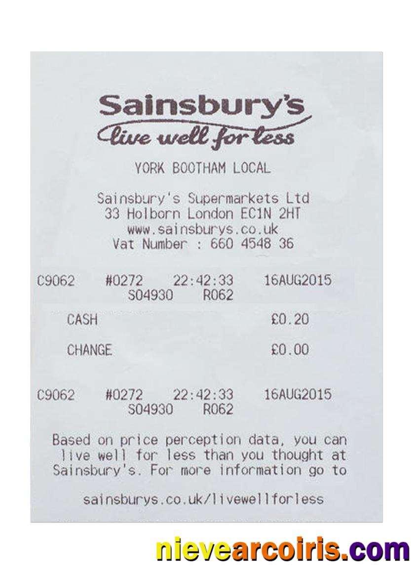 SAINSBURY'S payment receipt
